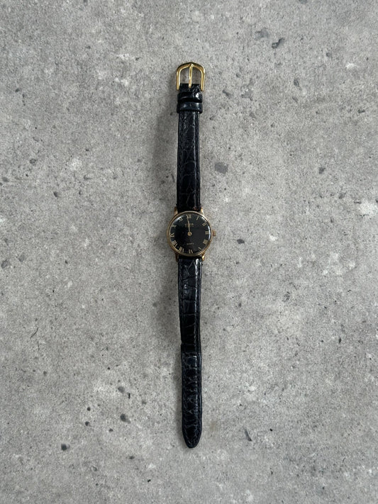 Vintage 1990s Round Quartz Leather Watch