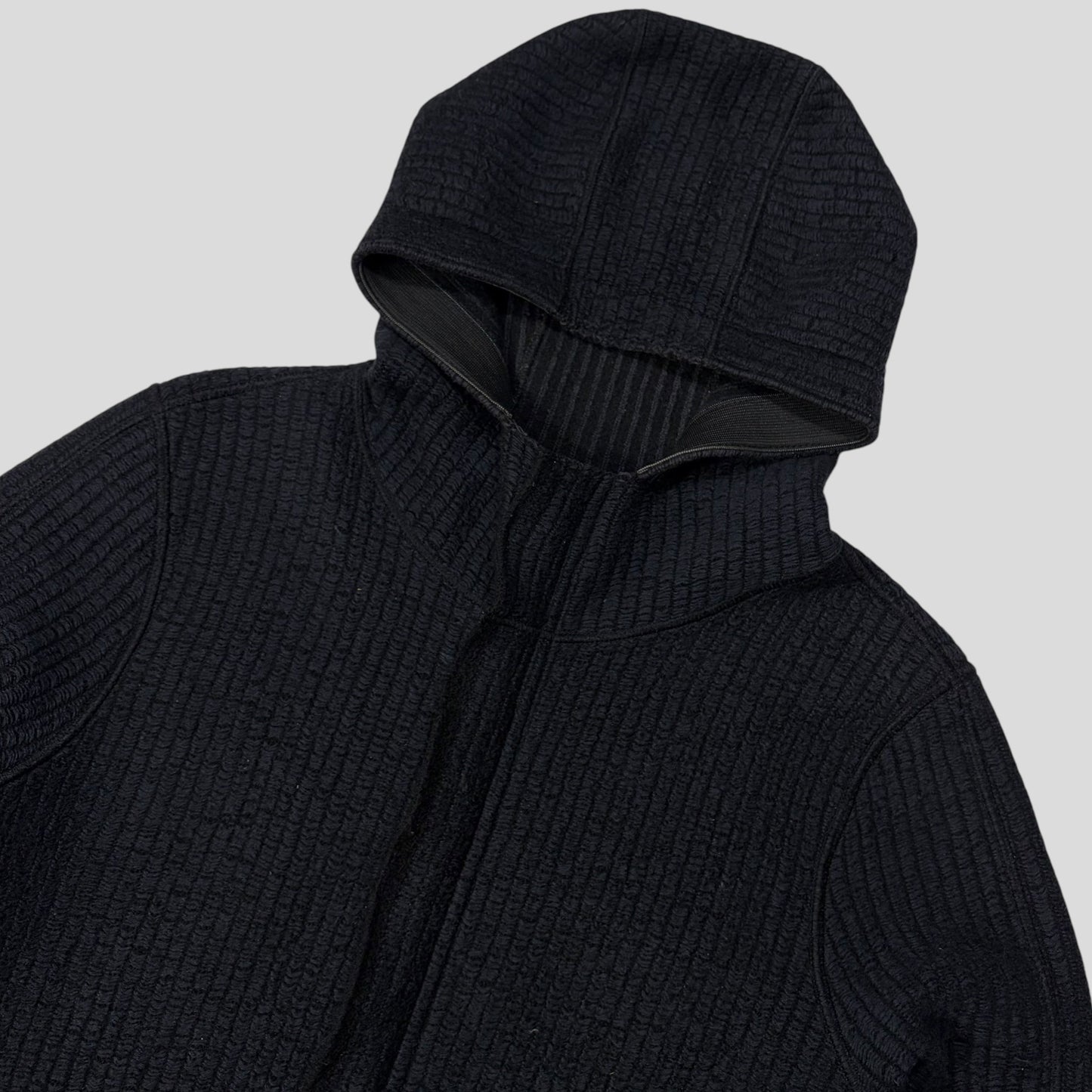 Stone Island AW04 Heavy Ribbed Knit Spellout Hoodie Jacket - M | Default Title, Navy