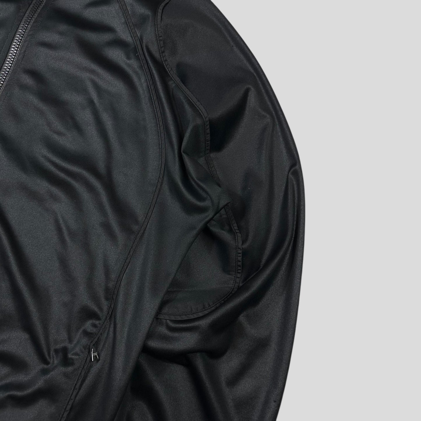 Prada Sport 2007 Jet Black Panelled Soft Polyester Harrington Jacket - M