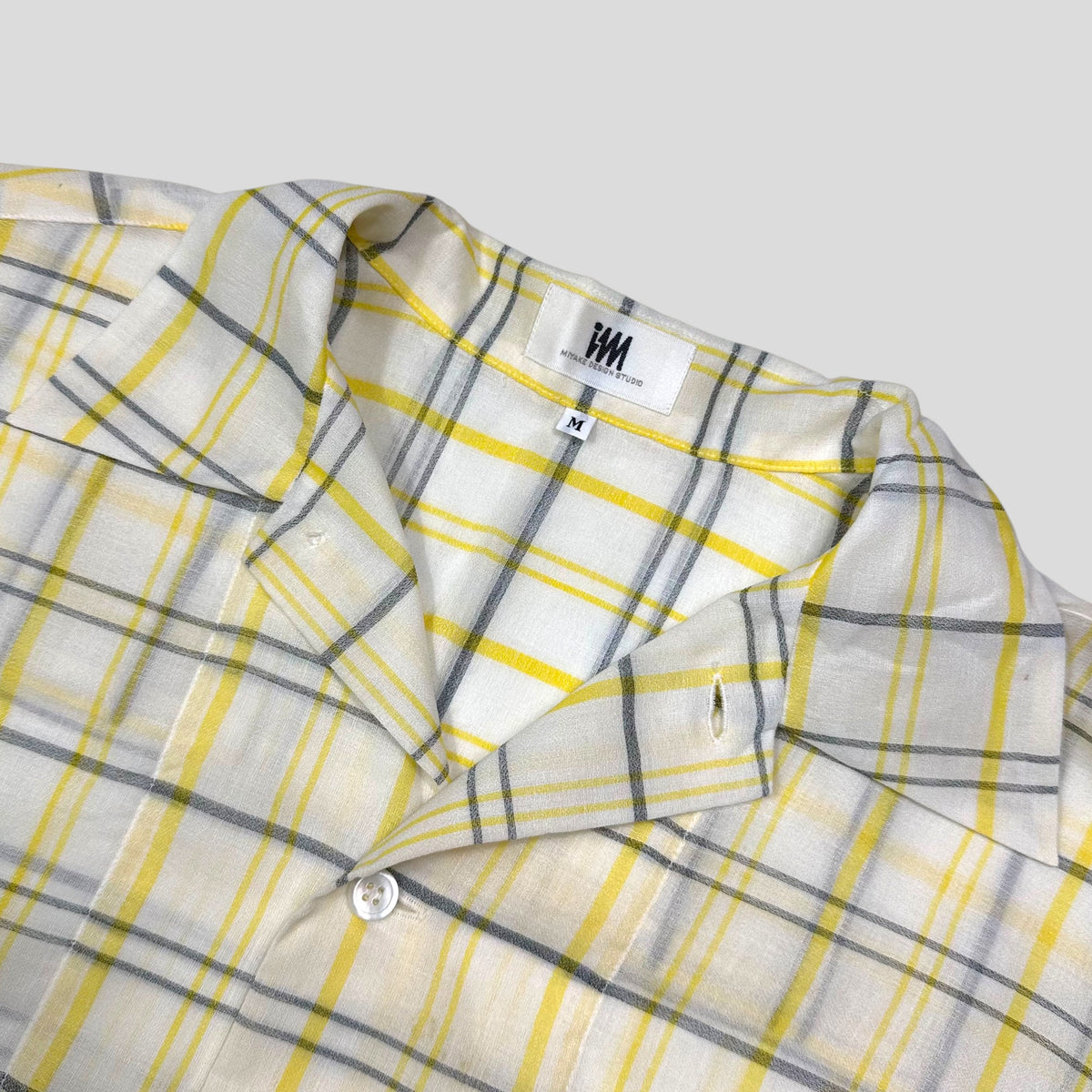 Issey Miyake IM Studios 00’s Plaid Check Sheer Cotton Cuban Shirt - M/L | Medium, Yellow