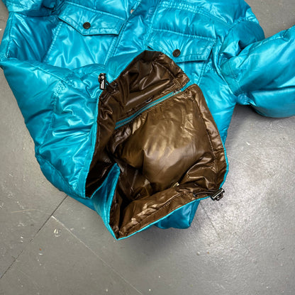 Takeo Kikuchi Puffer Jacket With Fur Hood In Blue ( S )