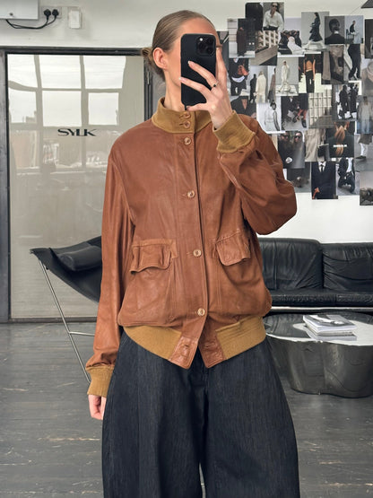 Italian Vintage 1980s Reversible Suede Leather Jacket - L