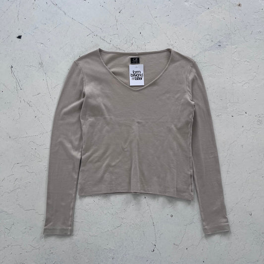 fw1998 cp company donna v neck top | Beige, Beige