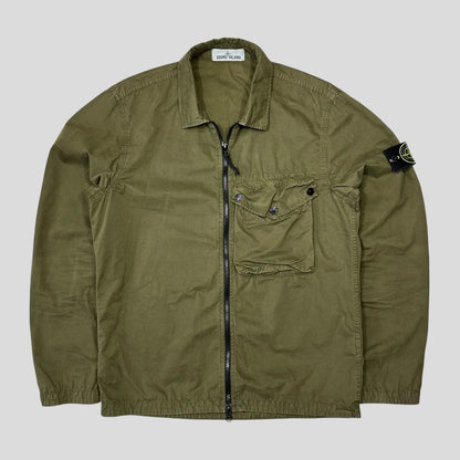 Stone Island SS21 Khaki Green Canvas Overshirt - M