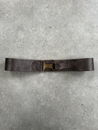 Italian Vintage 1990s Distressed Metallic Leather Belt - W32