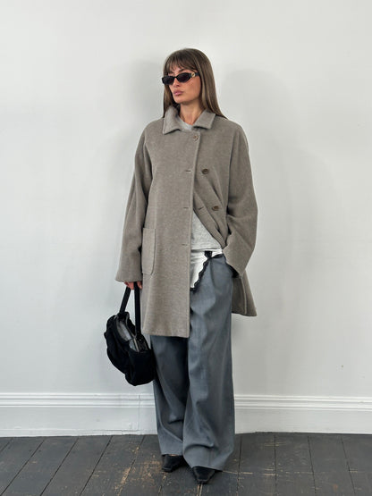 Marella 1990s Virgin Wool Single Breasted Coat – XL