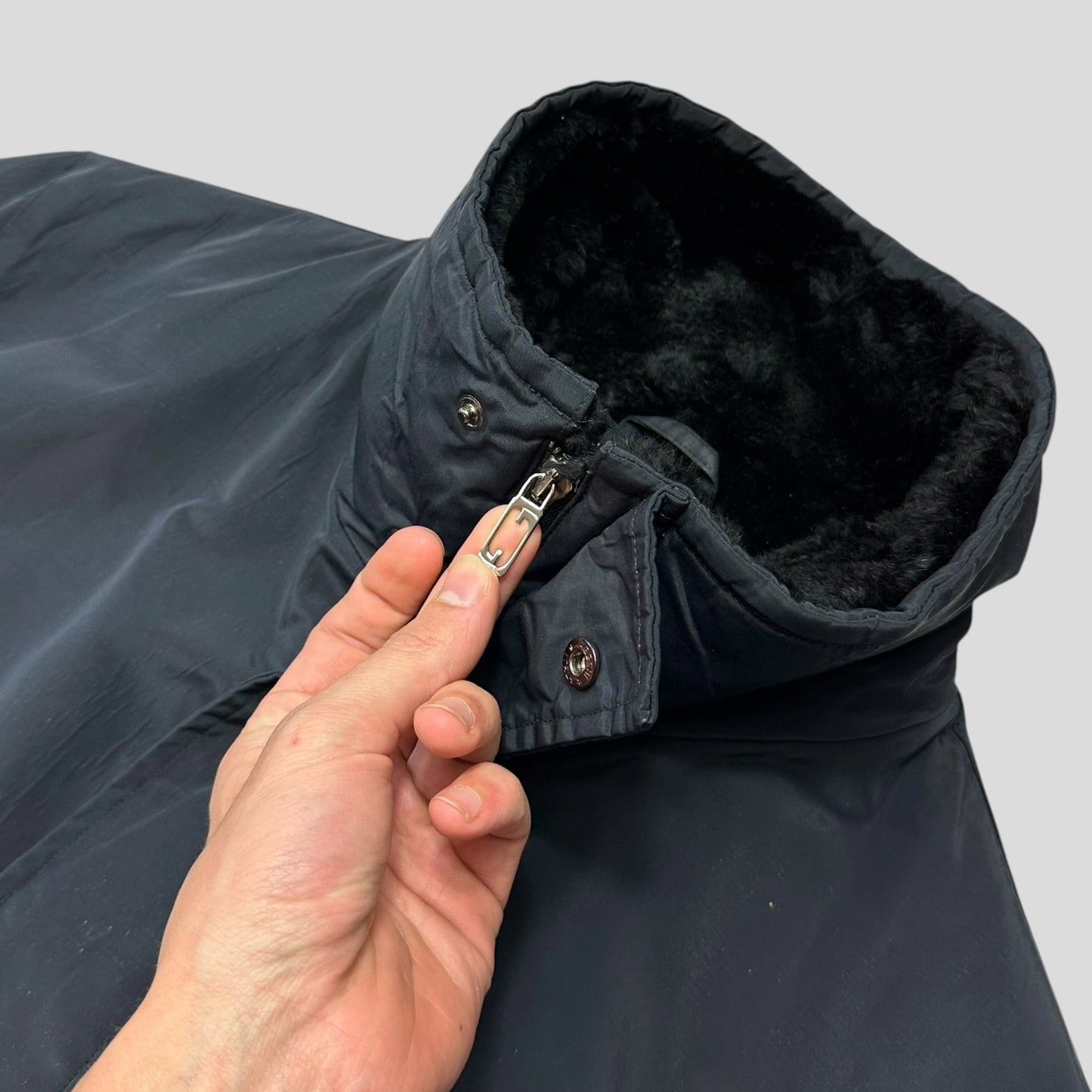 Gucci by Tom Ford 1999 Ballistic Nylon Taped Seam Shearling Collar Coat - L | Default Title, Multicoloured