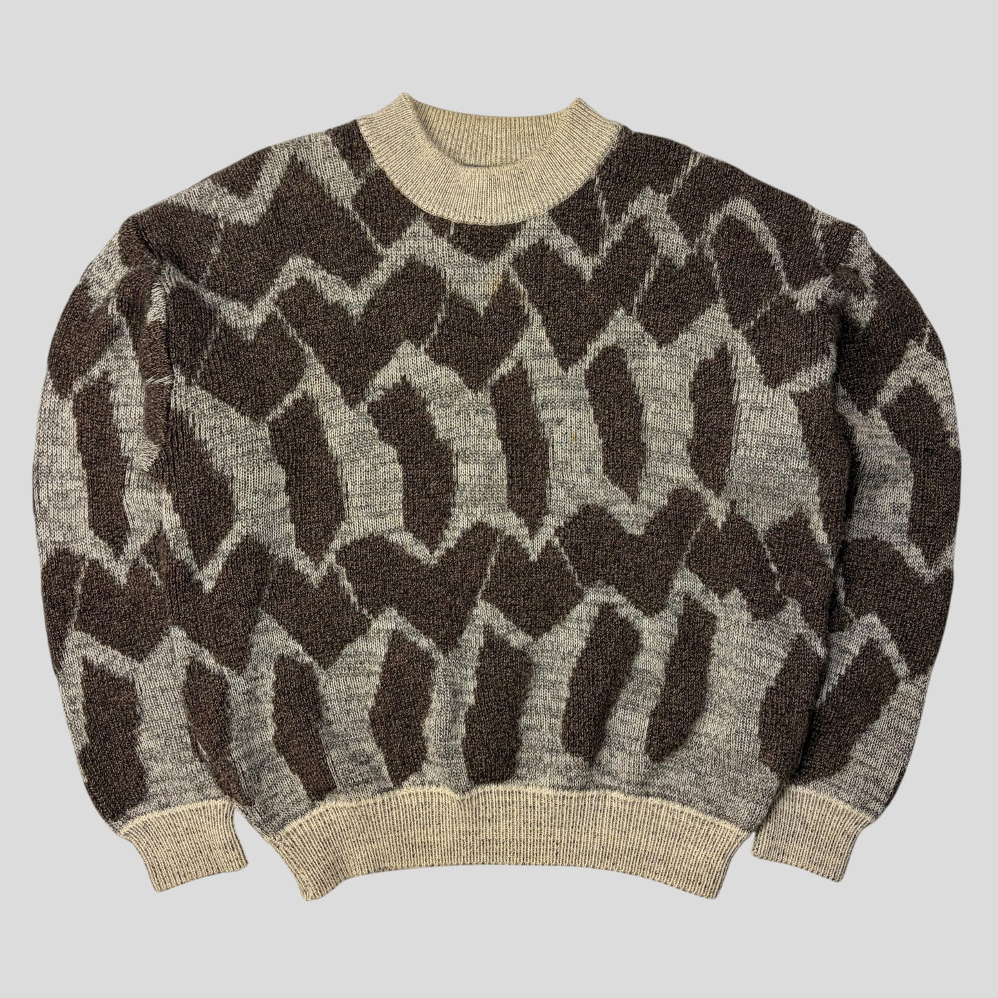 Issey Miyake MEN 1988 Heavy 3D Abstract Knit Jumper - M | Default Title, Brown and Beige
