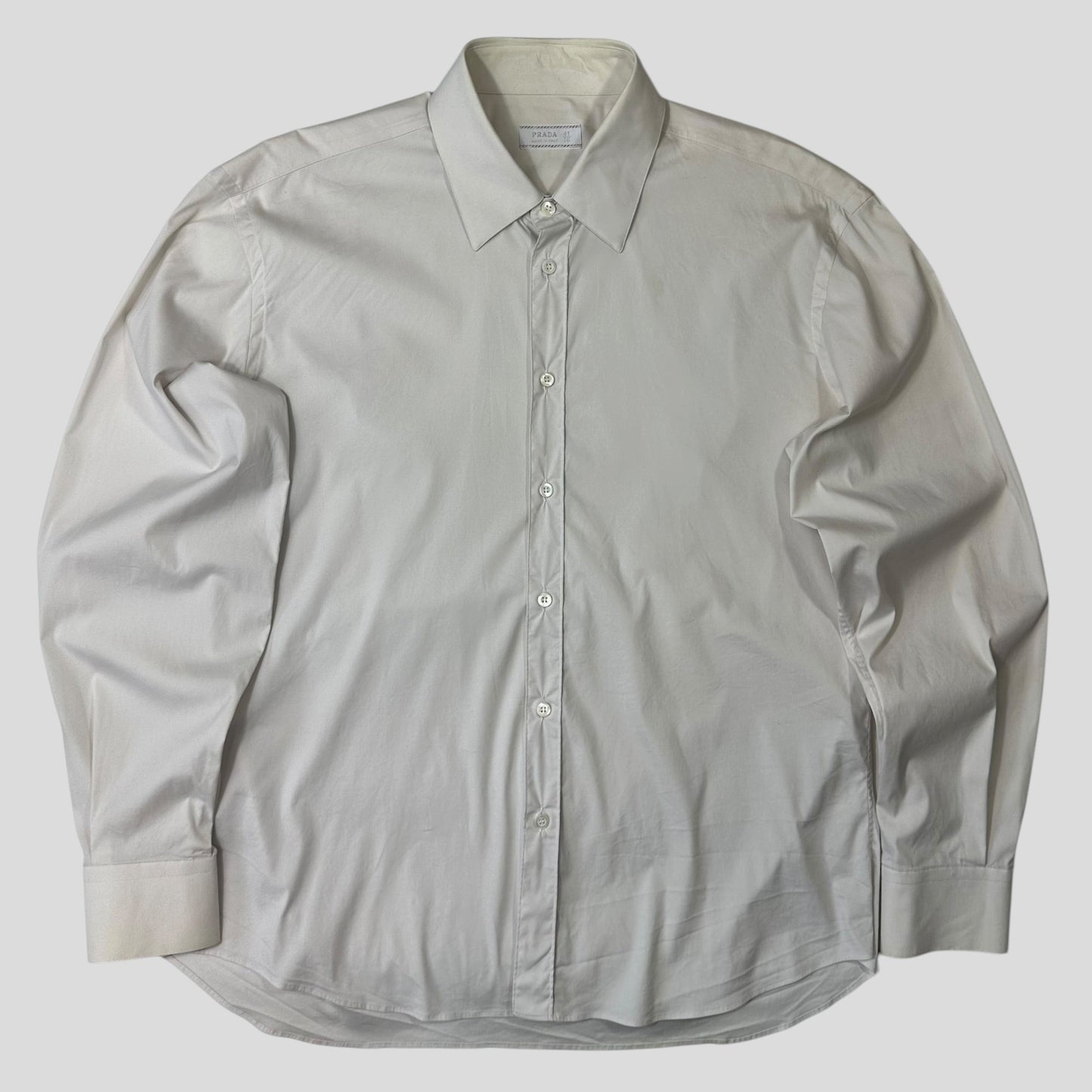 Prada 90’s Pearl White Smart Co-nylon Button Up Shirt - L | Default Title, White