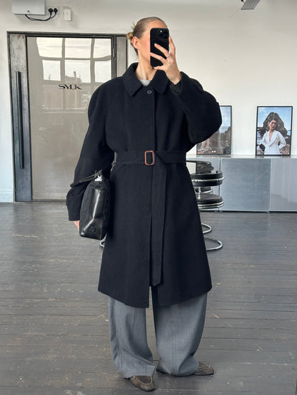 Italian Vintage 1990s Wool Cashmere Belted Coat - XXL