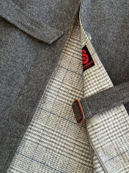 Vintage 1980s Wool Belted Concelled Placket Coat - S/M