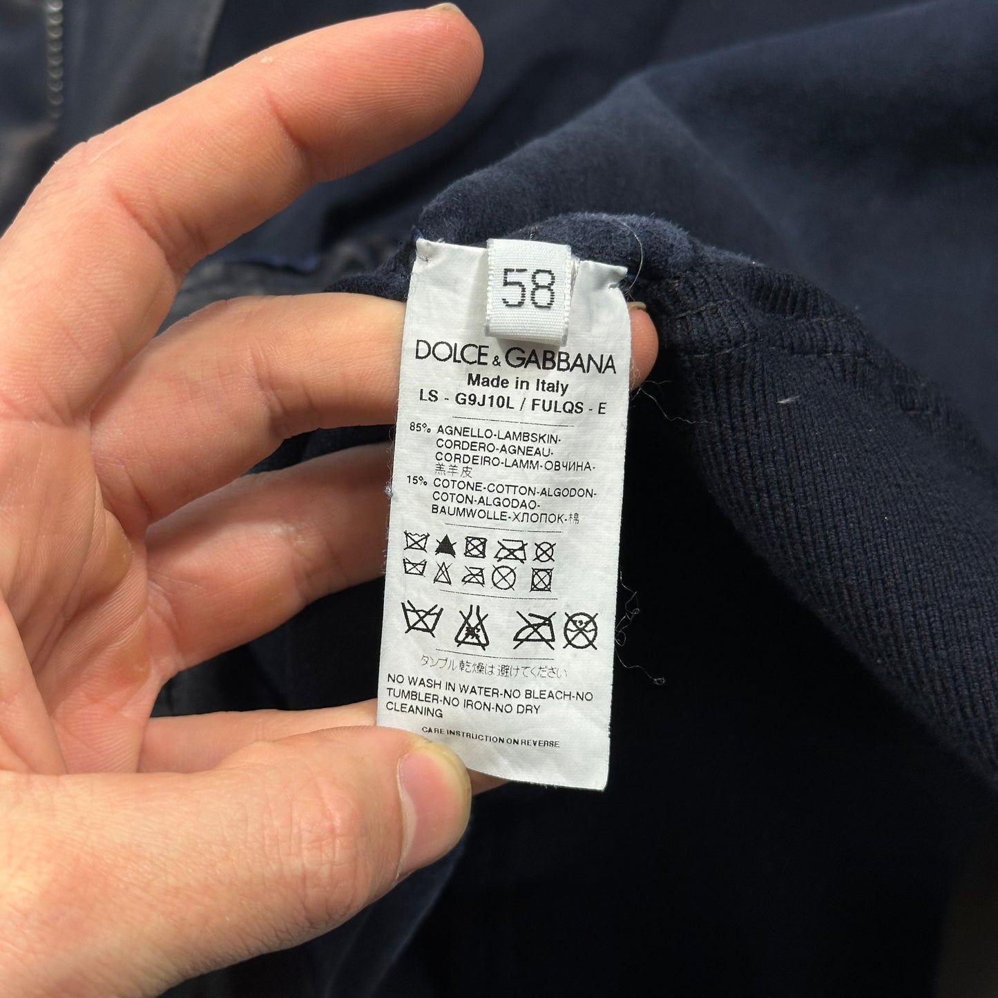 Dolce & Gabanna 00’s Blue Premium Leather Bomber Jacket - IT58 (XL)