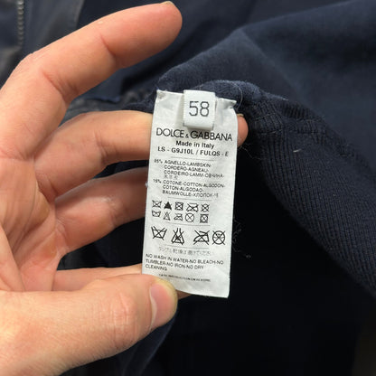 Dolce & Gabanna 00’s Blue Premium Leather Bomber Jacket - IT58 (XL)