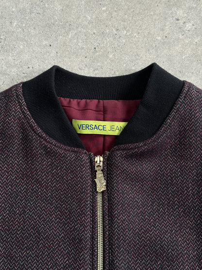 Versace Jeans 2000s Wool Herringbone Bomber Jacket - S/M