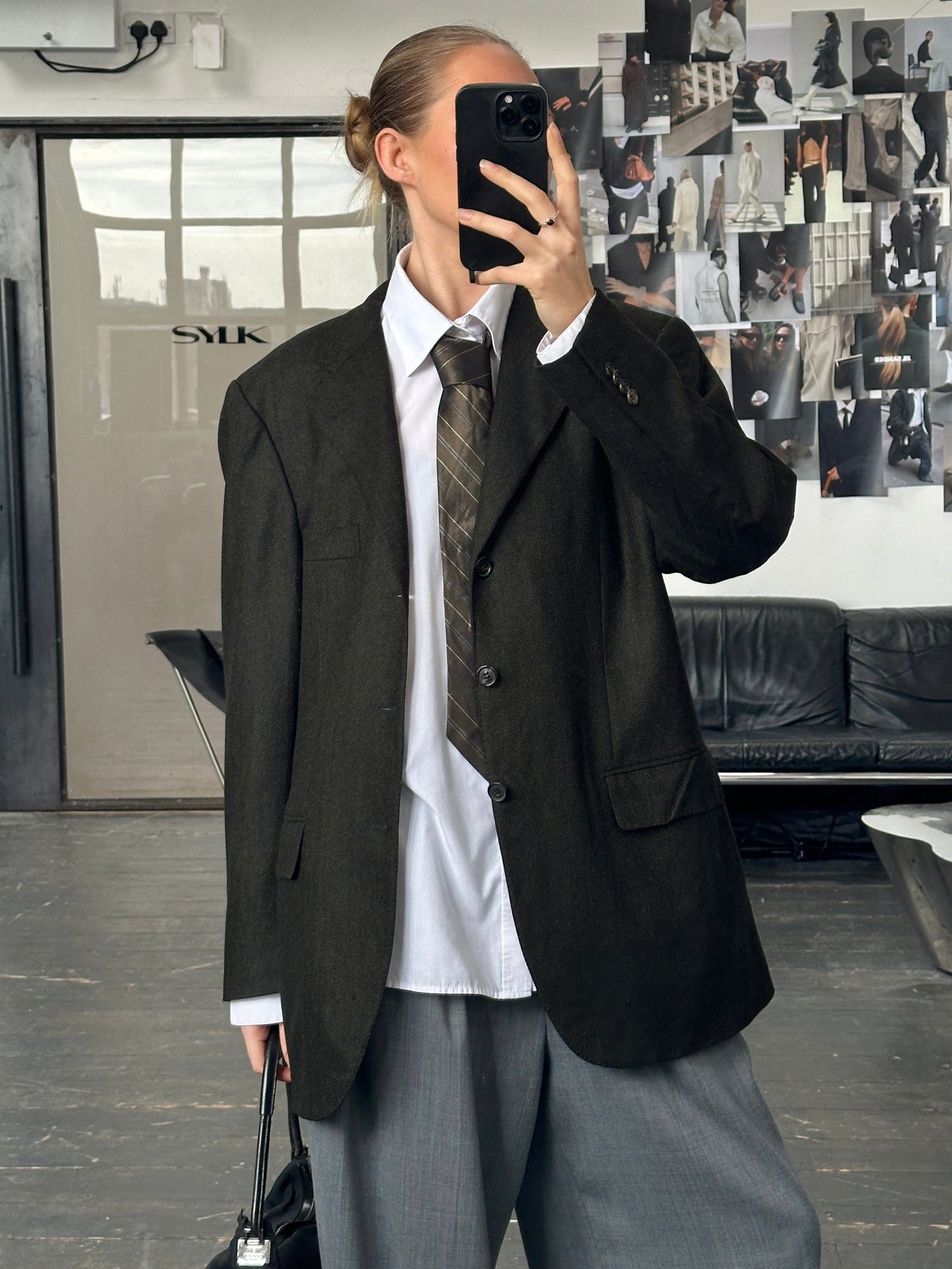 Loro Piana 2000s 1990s Wool Cashmere Herringbone Blazer - 42R/XL