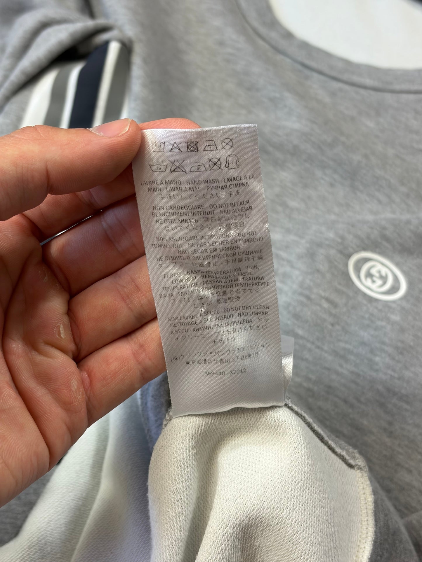 Gucci 2010s Striped Seam Tape GG Logo Sweatshirt - M/L | O/S, Grey