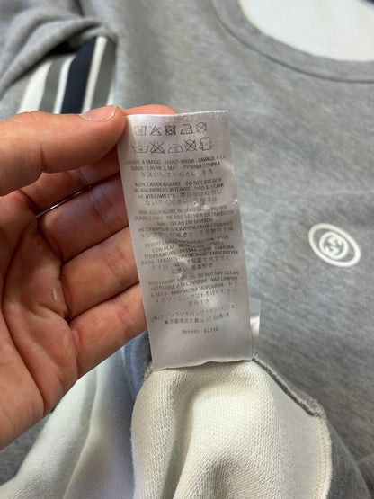 Gucci 2010s Striped Seam Tape GG Logo Sweatshirt - M/L | O/S, Grey