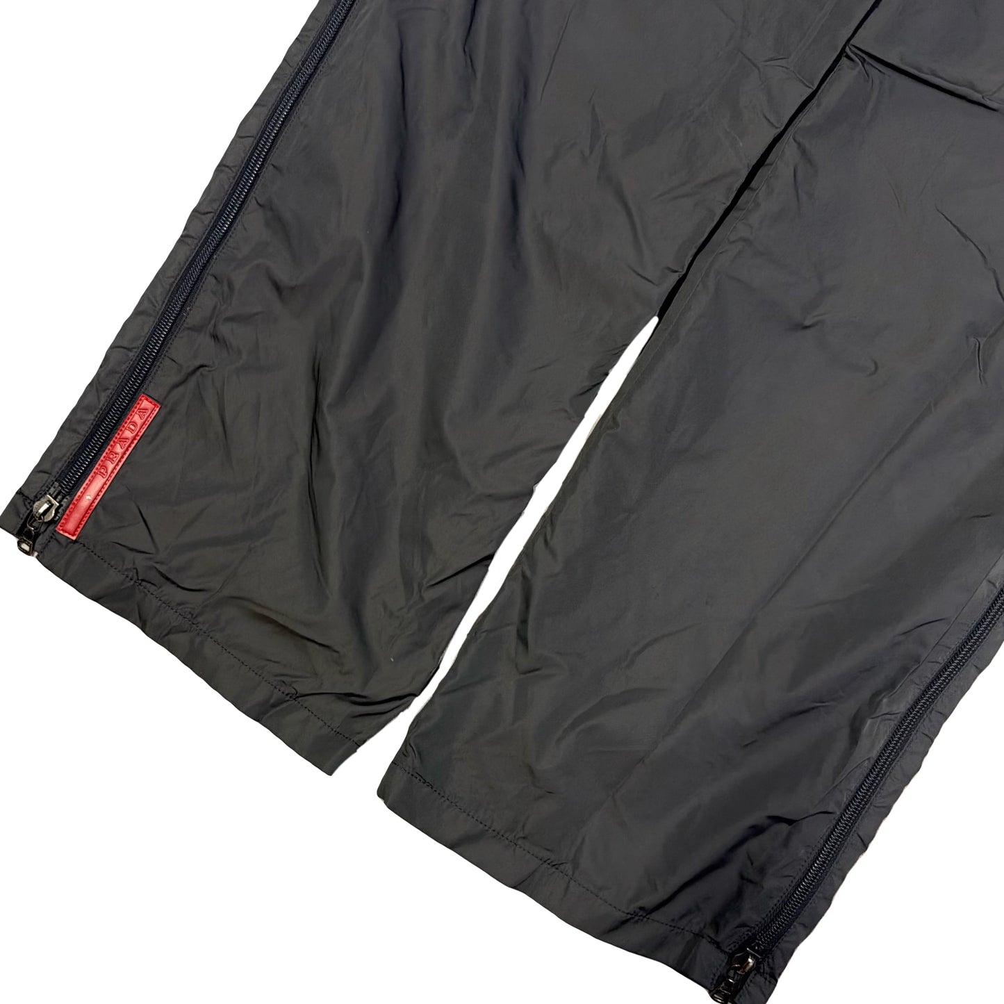 Prada Sort Full Zip Nylon Trousers In Charcoal Grey (W32) | Prada, Grey