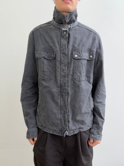 C.P. Fine Houndstooth Strap Collar Lightweight Workwear Jacket | O/S, Charcoal