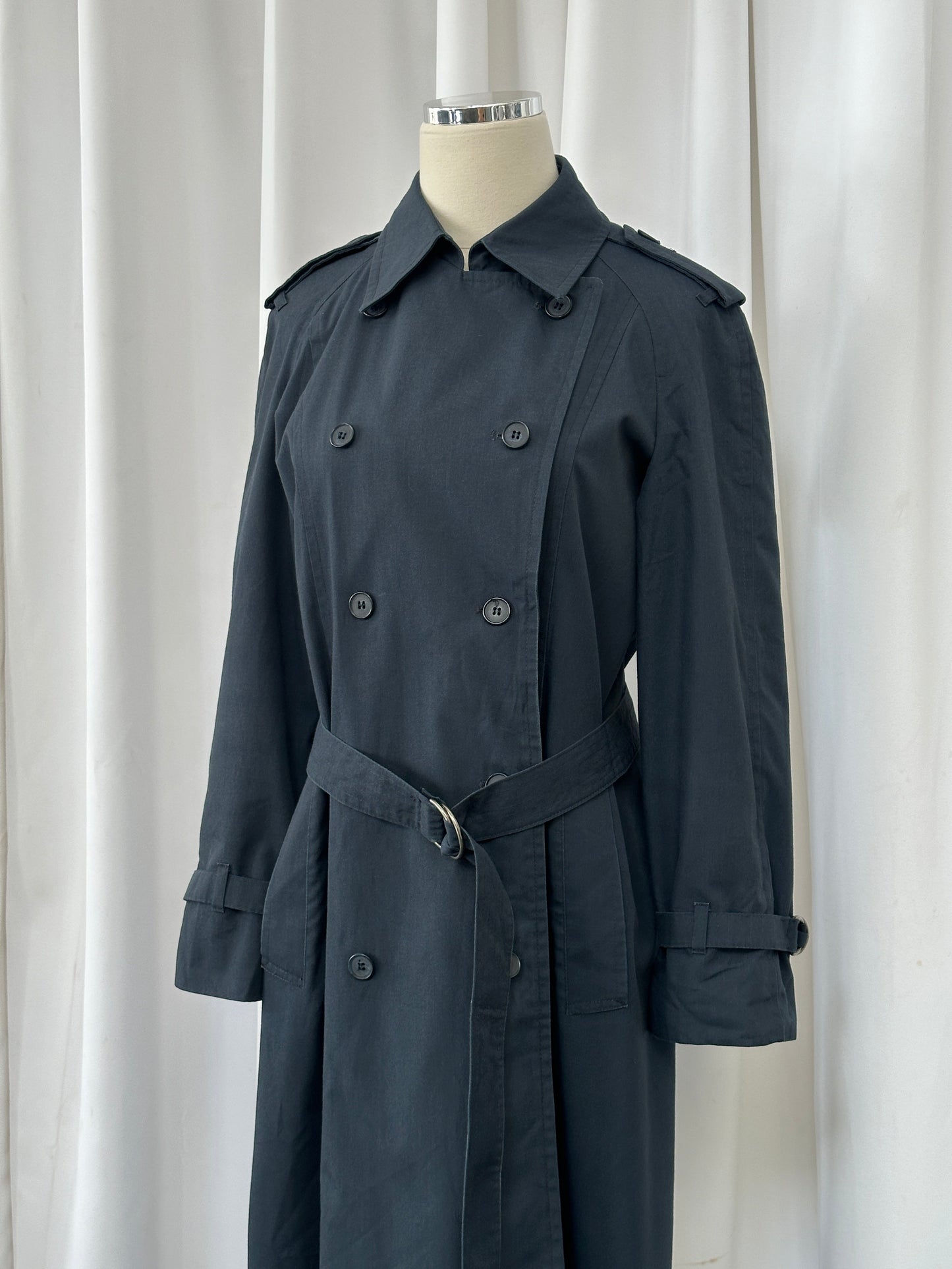 London Fog 1980s Double Breasted Cotton Trench Coat - S