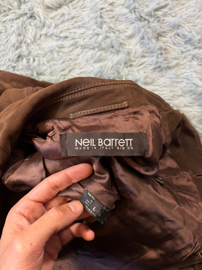 Neil Barrett 2006 Brad Pitt Suede Leather Multipocket Moto Jacket - M | Large, Brown
