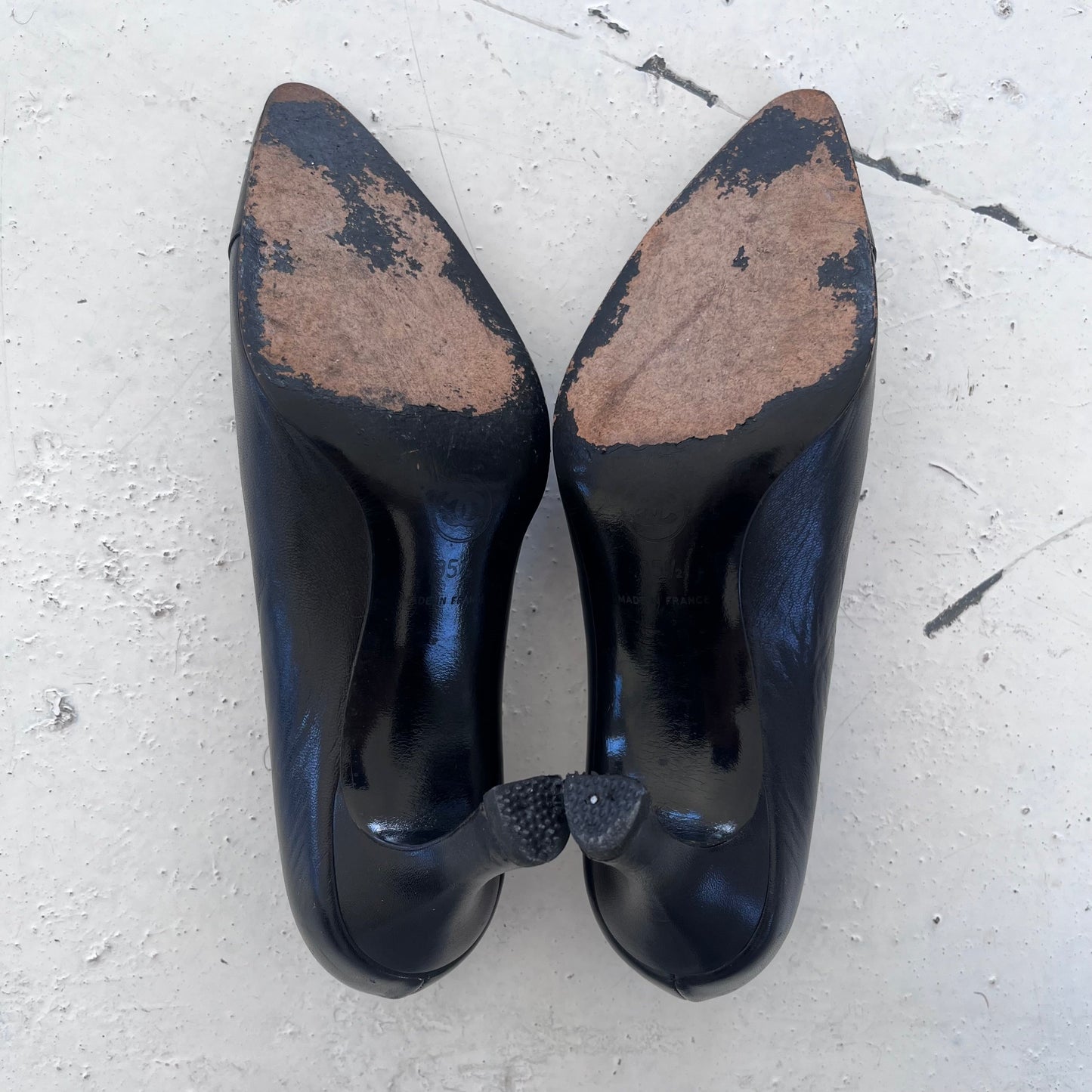2000s chanel black leather heels | BLACK, Black