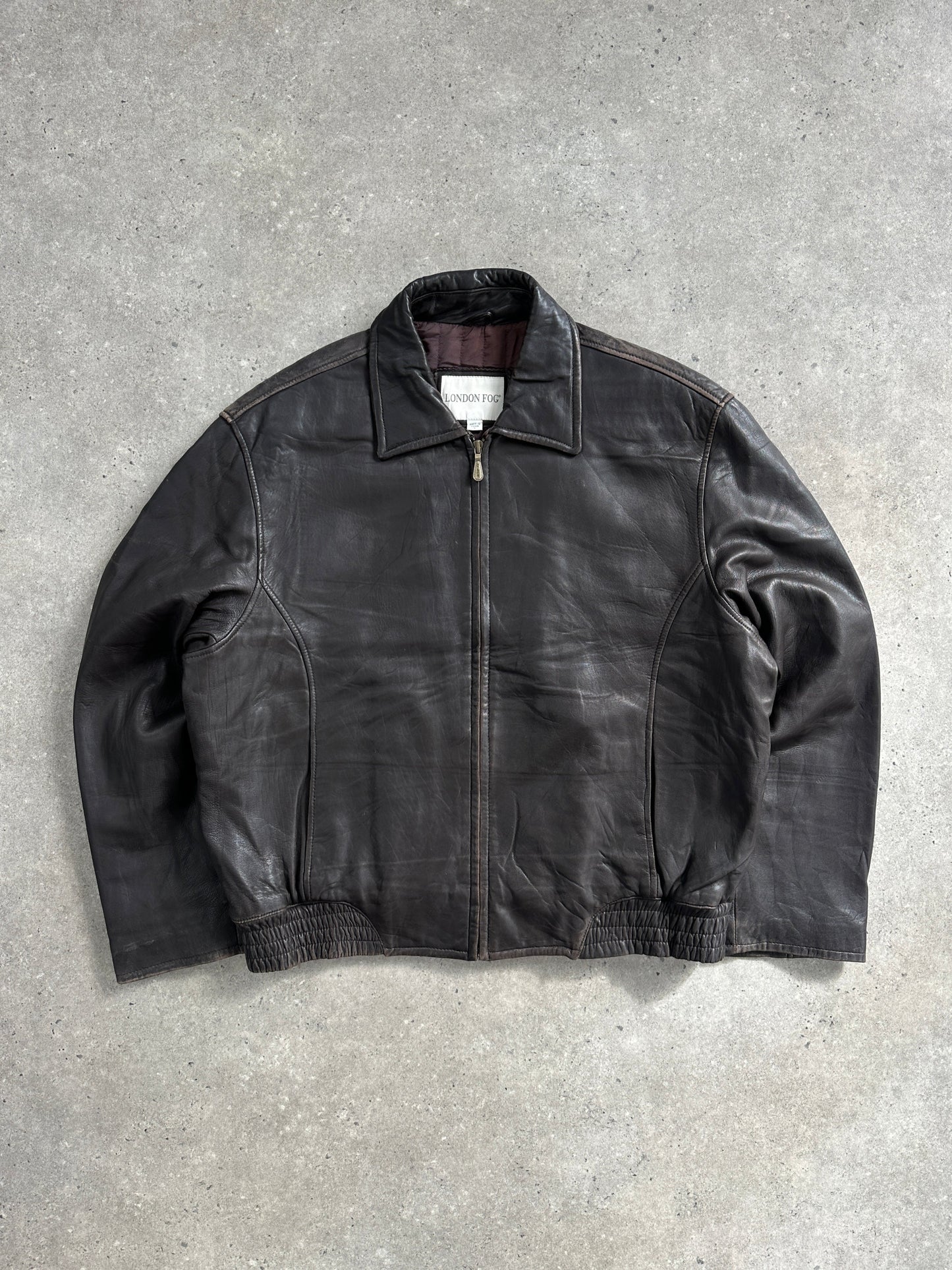 London Fog 1990s Distressed Leather Jacket - L