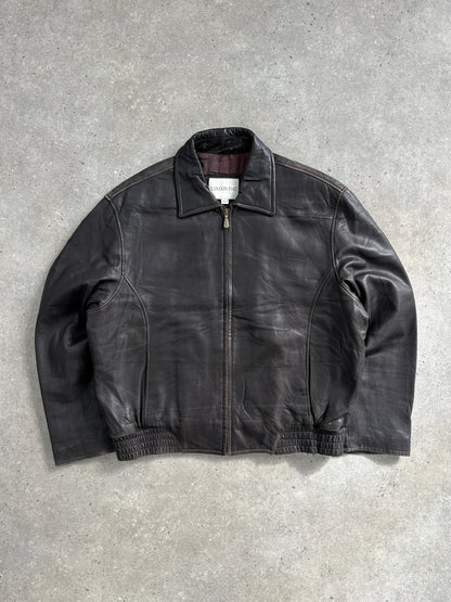 London Fog 1990s Distressed Leather Jacket - L