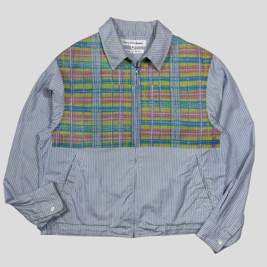 Comme Des Garçons SHIRT 90’s Plaid Striped Boxy Work Jacket - M | Medium, Blue with Multicolor Plaid