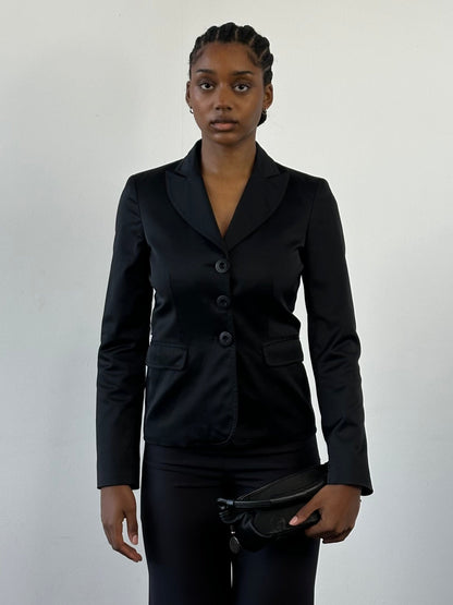 Moschino Jeans 2000s Dagger Collar Cotton Fitted Blazer - XS