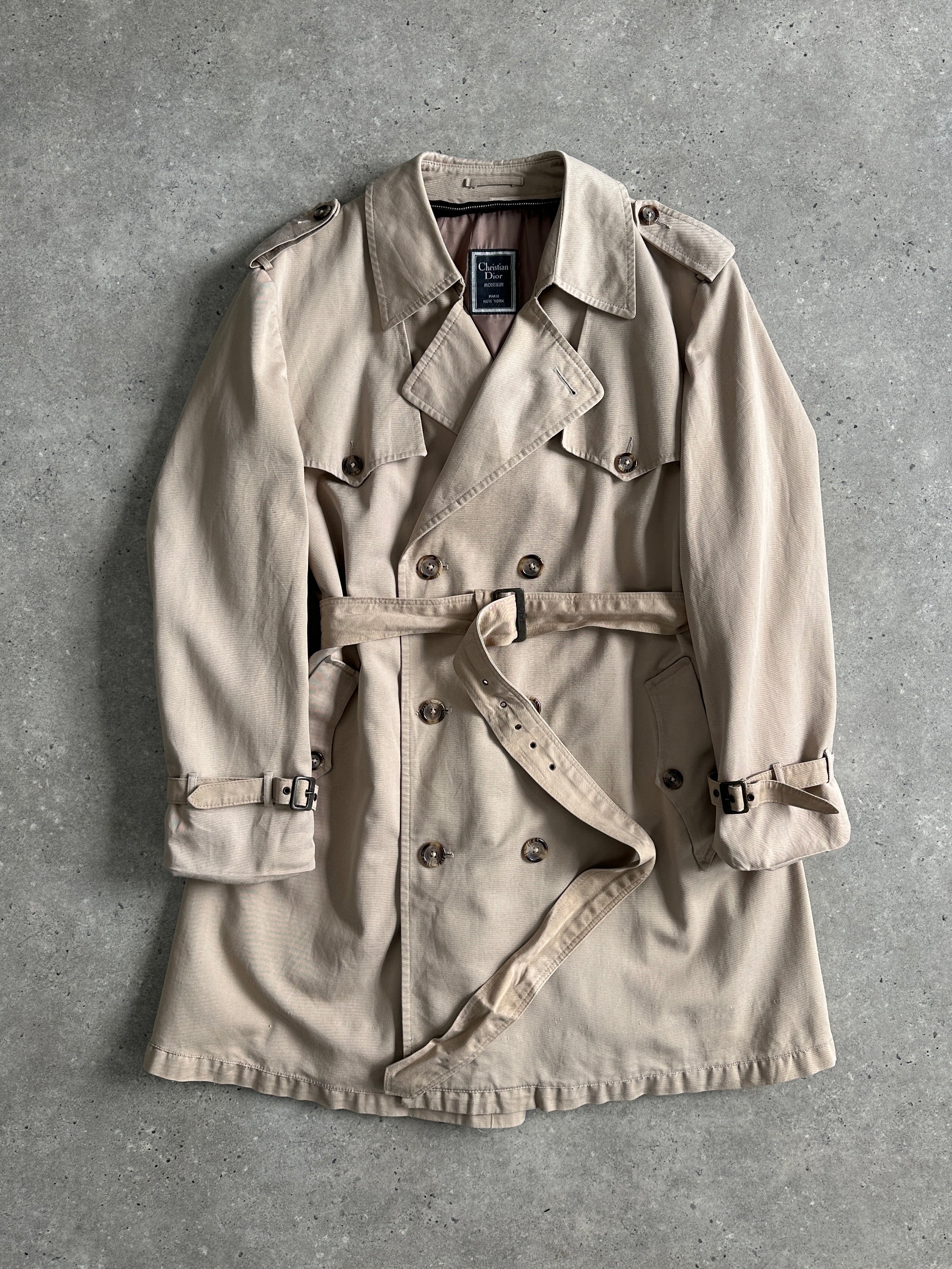 Christian Dior Monsieur Cotton Double Breasted Belted Trench Coat