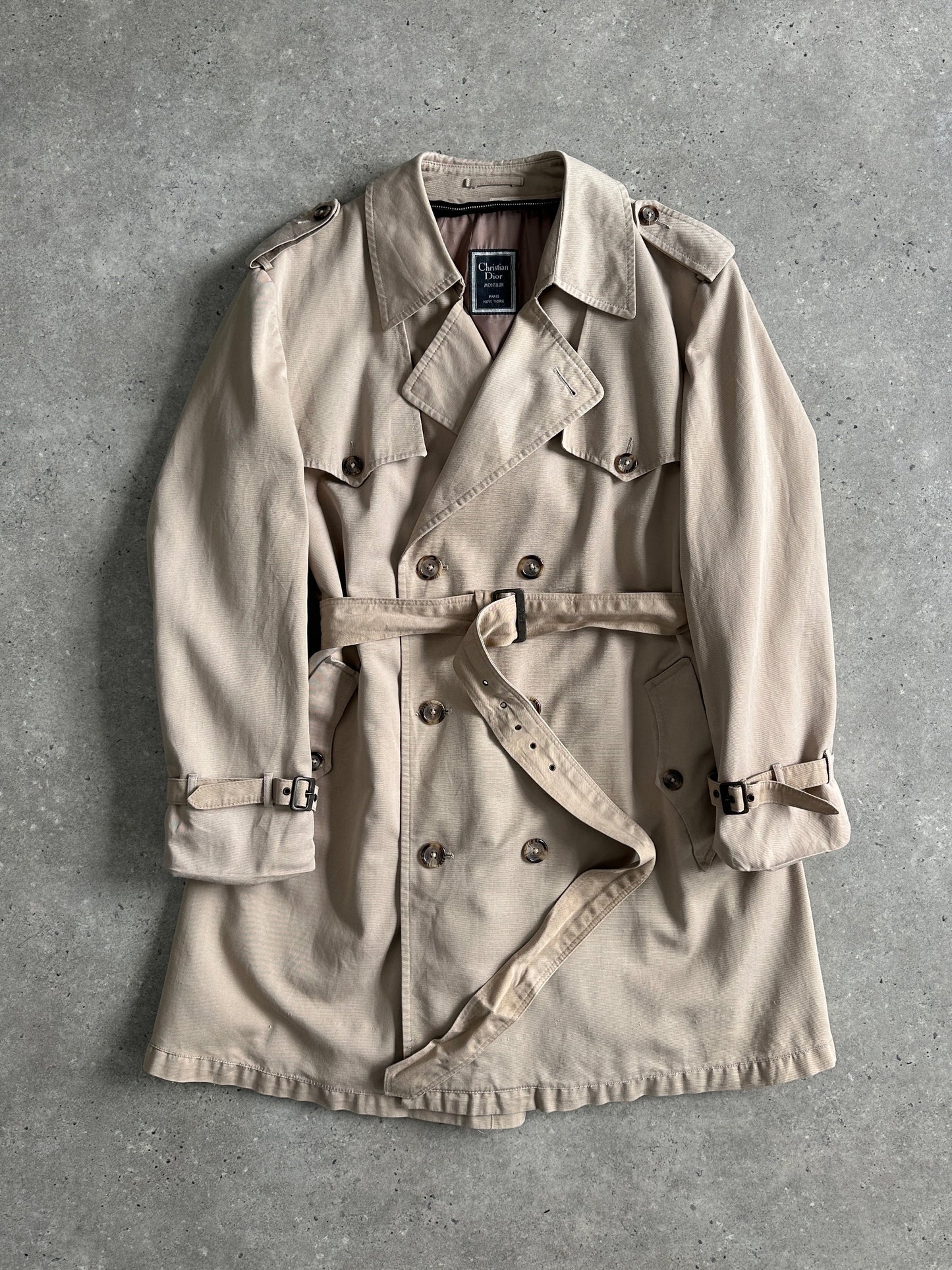 Christian Dior Monsieur Cotton Double Breasted Belted Trench Coat - L/XL