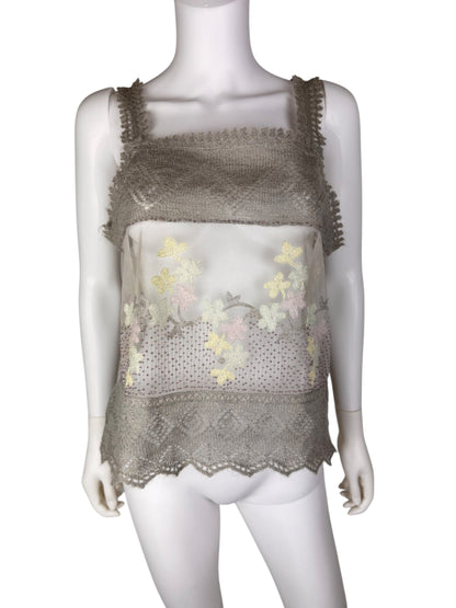 Moschino knit mesh embellished top | Grey, Grey