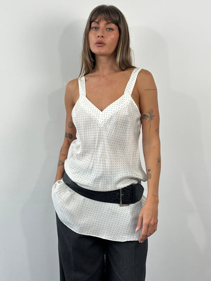 Vintage 2000s Pure Silk Polkadot Mini Dress - M/L