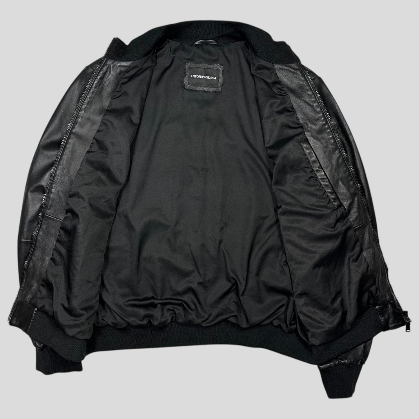 Emporio Armani 2018 Lambs Leather Bomber Jacket - M/L | Default Title, Black