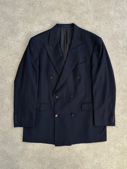 Daniel Cremieux x Loro Piana 1990s Pure Wool Stripe Double Breasted Blazer - 42R/XL