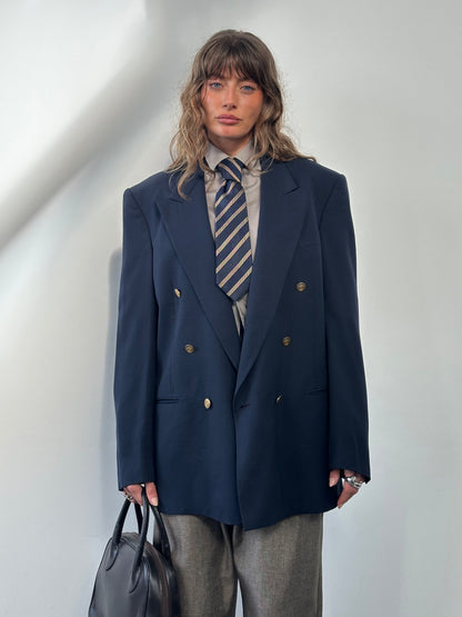 Christian Dior Monsieur 1980s Bespoke Button Double Breasted Blazer - 42L/XL