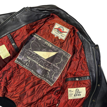 Avirex Record Breakers Leather Jacket In Black ( L )
