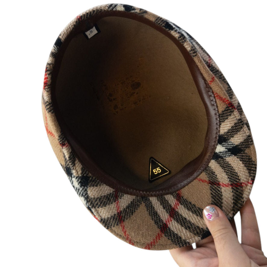 Vintage 90s Burberry Nova Check Structured Flat-Cap Hat | O/S, Brown