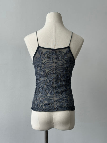 Armani Jeans 1990s Sheer Applique Vest Top - S