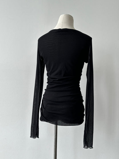 Max Mara Bodywear 2000s Rouched Sheer Top - M