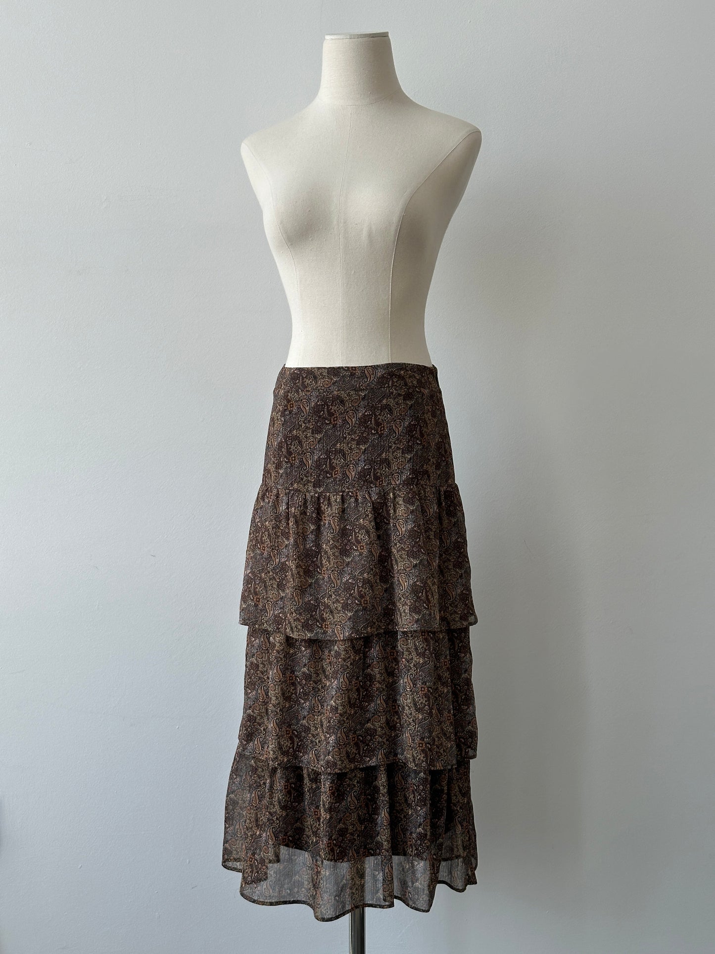 Vintage 2000s Paisley Pleated Midi Skirt - W26
