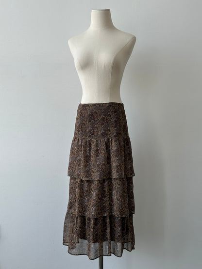 Vintage 2000s Paisley Pleated Midi Skirt - W26