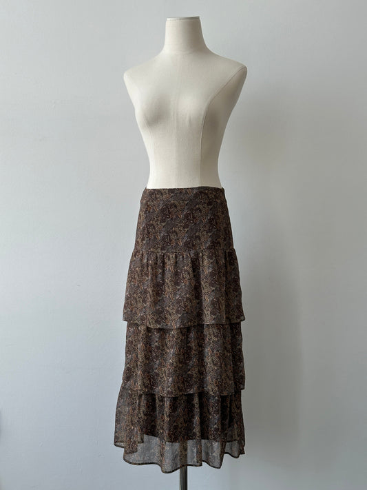 Vintage 2000s Paisley Pleated Midi Skirt - W26