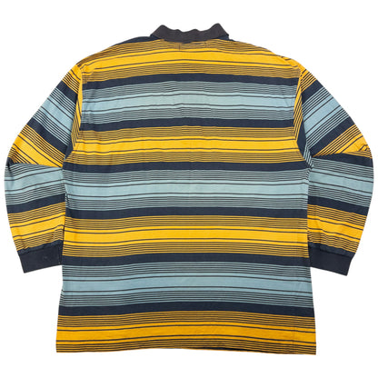 Vintage Burberry Striped Long Sleeve Polo Shirt Size XL