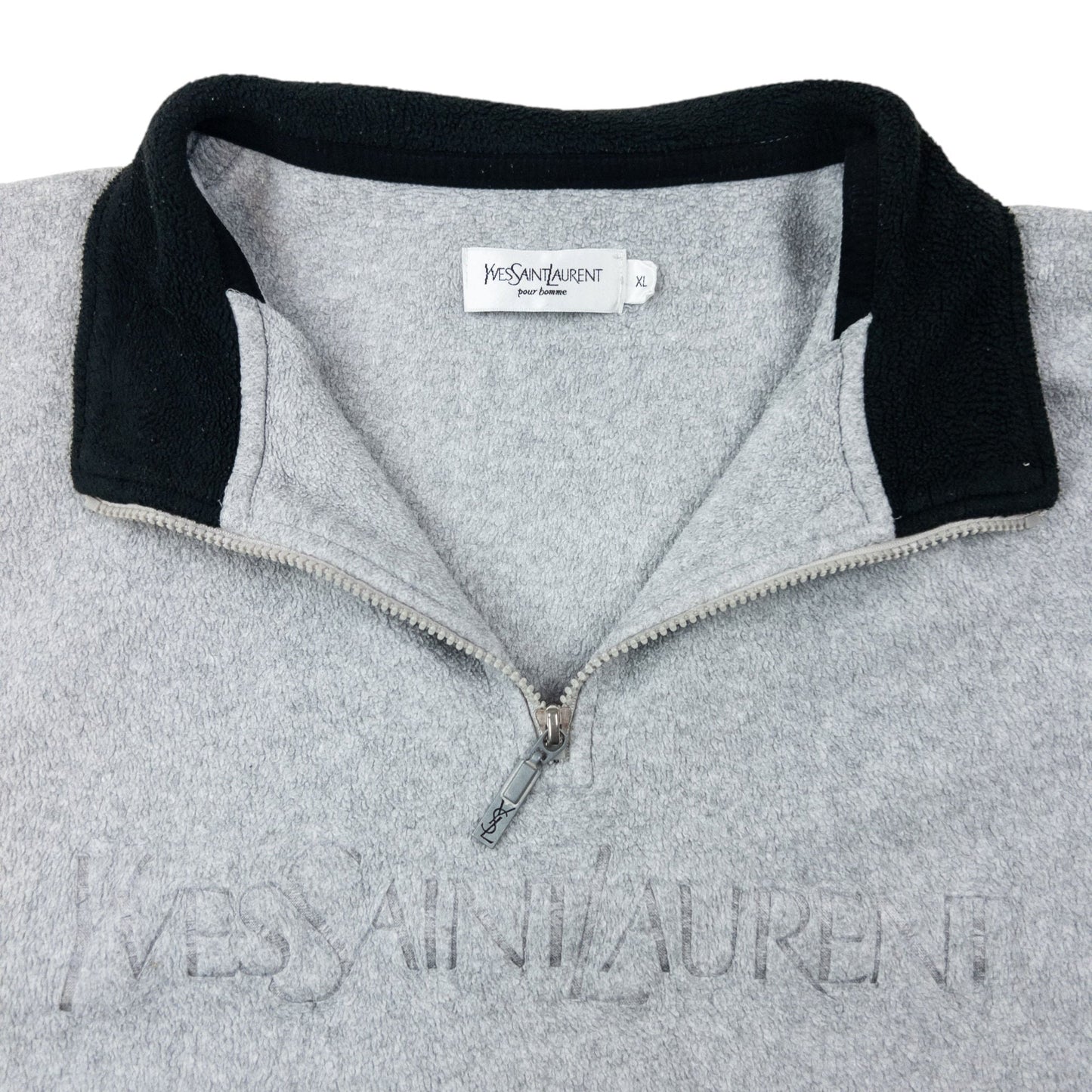 Vintage 2000s YSL Yves Saint Laurent Q Zip Fleece Sweatshirt Size XL | XL, Grey