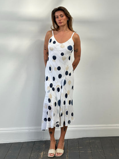 MANI 1990s Spotted Two Piece Slip Dress Set - M/L