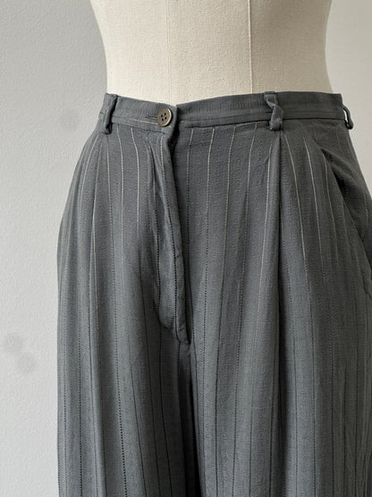 Girogio Armani 1990s Striped Straight Leg Tailored Trousers - W25