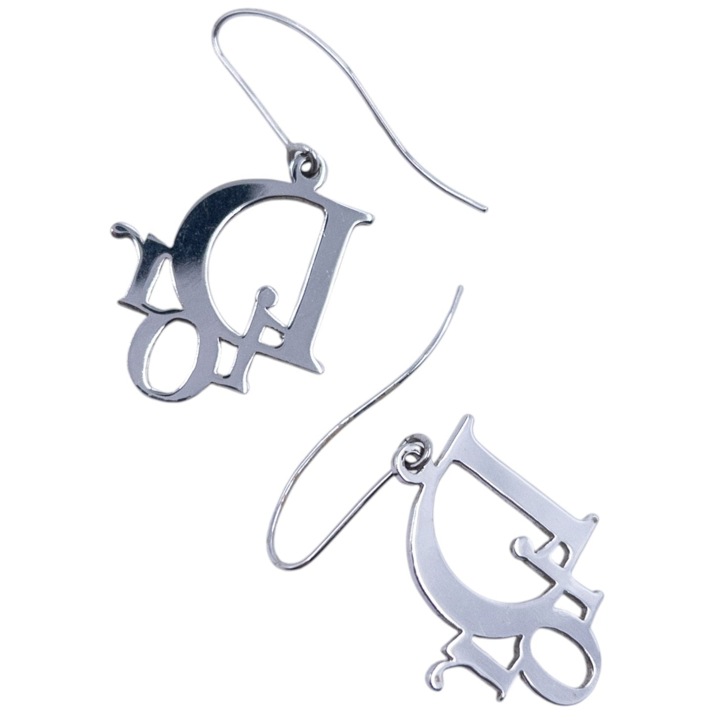 Vintage 2000s Dior By John Galliano Silver Logo Earrings | O/S, Grey
