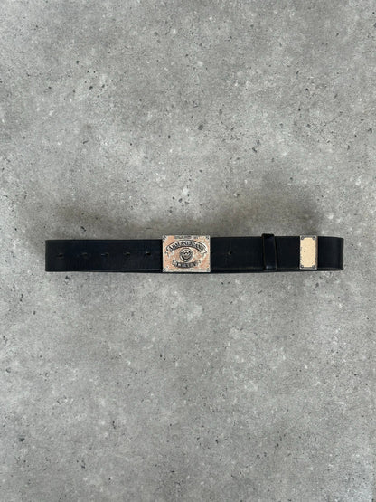 Armani Jeans 1990s Logo Buckle Leather Belt - W24-32